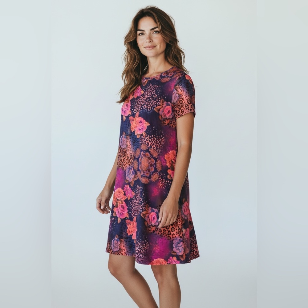 Cocomo Vibrant Floral Midi Dress in Red and Purple